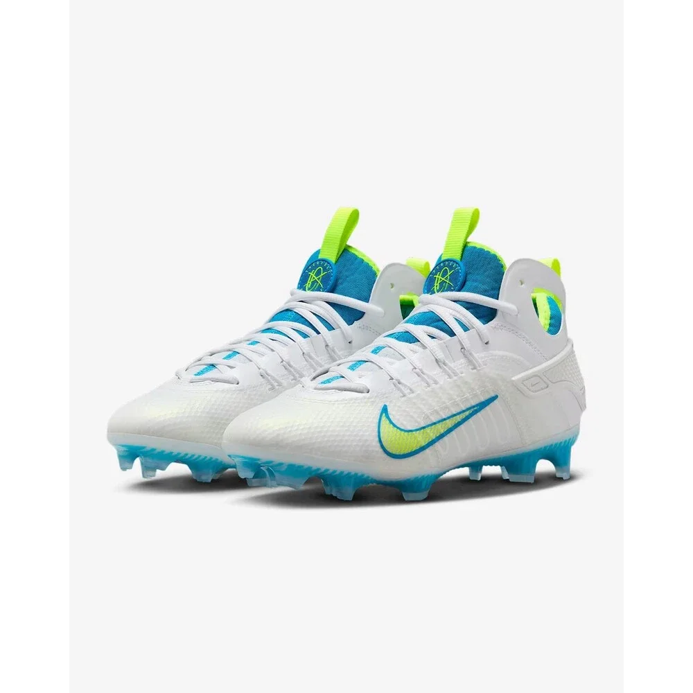 Nike Huarache 9 Elite Mid LAX SE White Blue Volt FV6149-100 Men's Size 10
